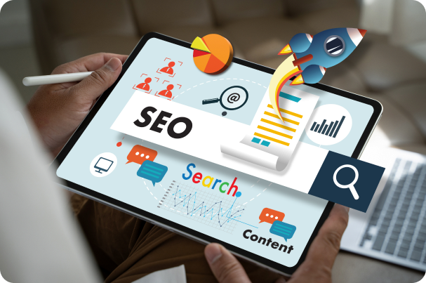 SEO dashboard on a tablet