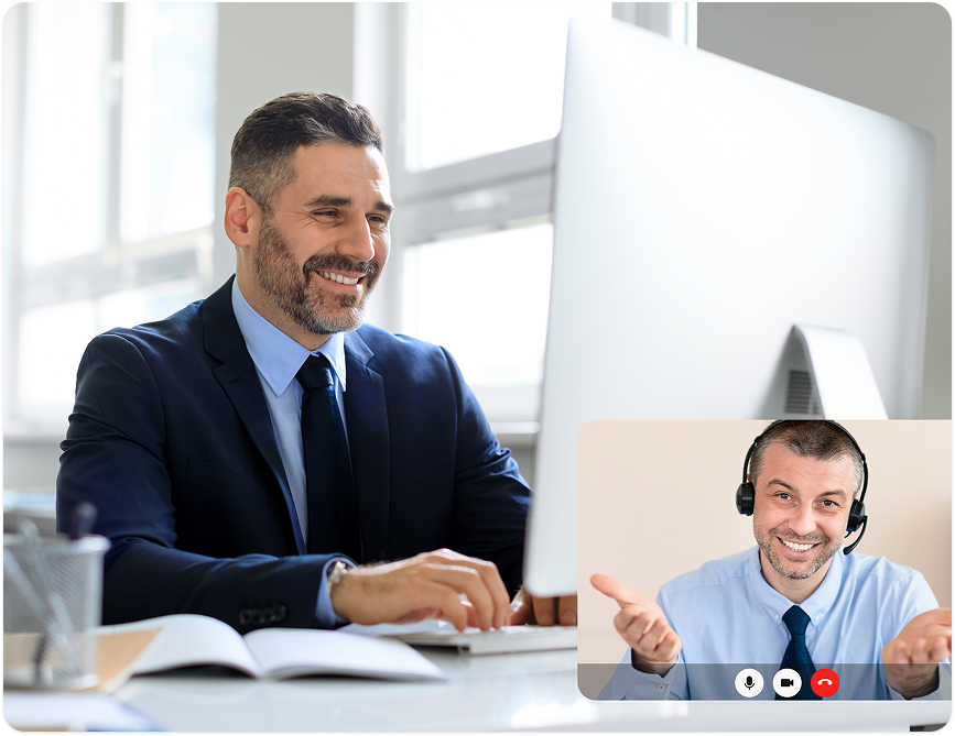Business professional working with virtual assistant support